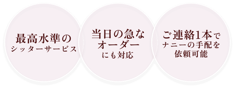 最高水準のシッターサービス、当日対応可能